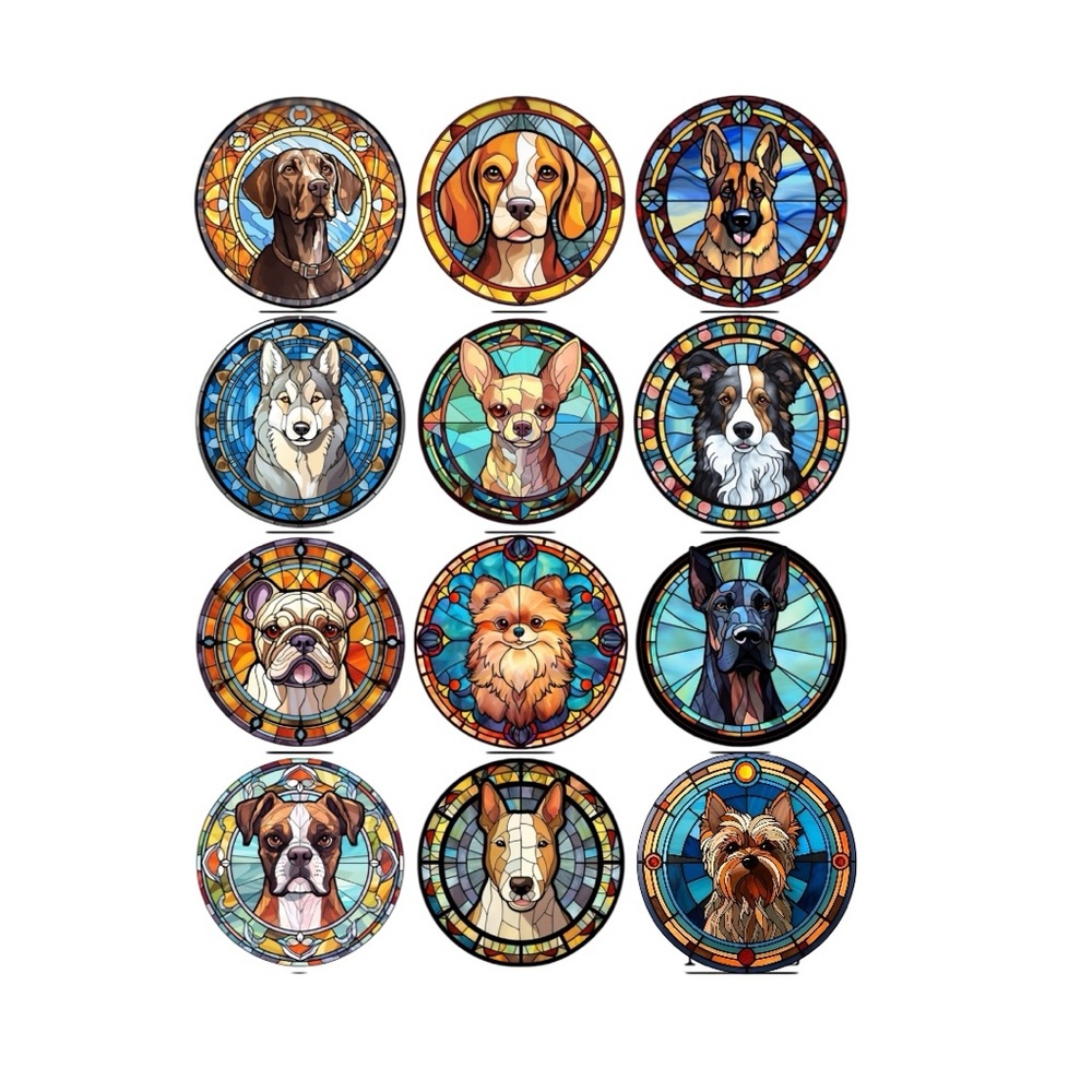 Dog keychains. Personalized stain glass look made of 2” wood made to order - Picture 15 of 16